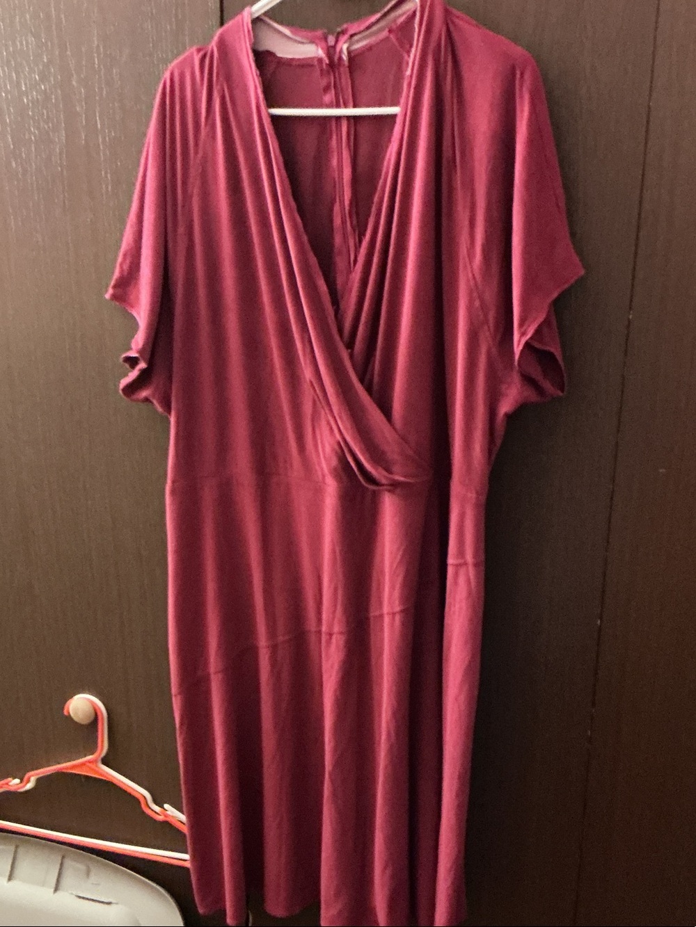 Draped V-Neck Midi Dress in Deep Berry velvet